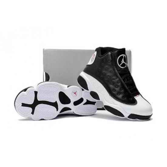Kids Air Jordan 13 Retro Shoes Panda White Black